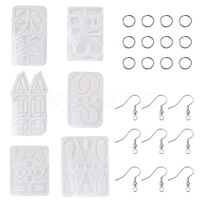 6Pcs DIY Geometry Earrings Silicone Resin Casting Molds DIY-CD0001-27-1