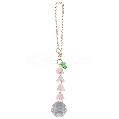 Lily of the Valley Lampwork Pendant Decorations AJEW-WH20048-13B-1
