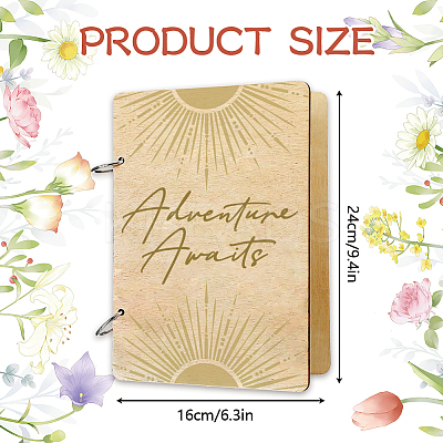 1 Set Wooden 2-Ring Loose Leaf Binder Postcard Phote Album Cover DIY-SD0001-02D-1