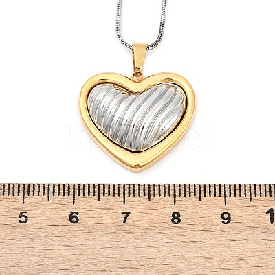 304 Stainless Steel Two Tone Pendant Necklaces for Women NJEW-S445-01B-GP-1