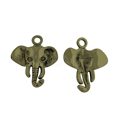 Tibetan Style Alloy Elephant Pendants TIBEP-1478-AB-FF-1