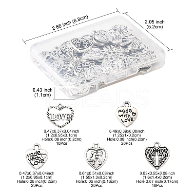 80Pcs 5 Styles Tibetan Style Zinc Alloy Charms TIBEP-FS0001-38-1