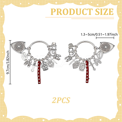 2Pcs Mixed Shapes Alloy & Faux Suede Cord Pendant Decorations HJEW-GA00069-1