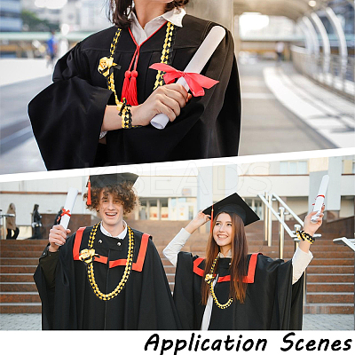 Polyester Graduation Honor Ribbon & Braided Bracelets & Brooch Sets AJEW-WH20816-001A-1