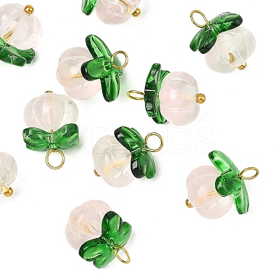 10Pcs Pumpkin Glass Pendants PALLOY-YW00139-03-1