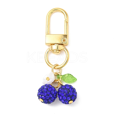 5Pcs Polymer Clay Rhinestone Cherry Pendant Decorations HJEW-JM03269-02-S-1