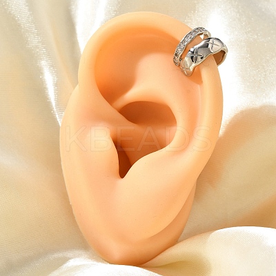 Brass Clear Cubic Zirconia Cuff Earrings EJEW-Q025-03B-P-1