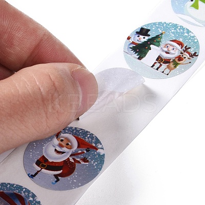 8 Patterns Christmas Round Dot Self Adhesive Paper Stickers Roll LS-DIY-A042-01D-1