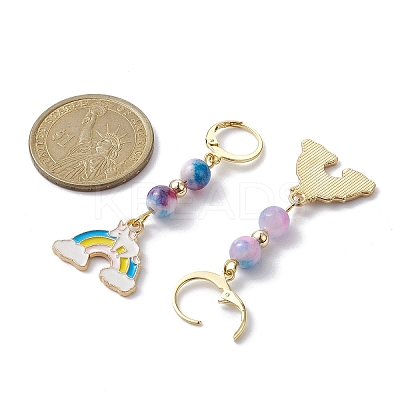 Rainbow Natural White Jade(Dyed) Hoop Earrings EJEW-JE05352-1