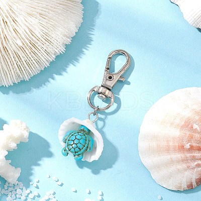Synthetic Turquoise Starfish Turtle & Shell Pendant Decorations HJEW-JM03178-1