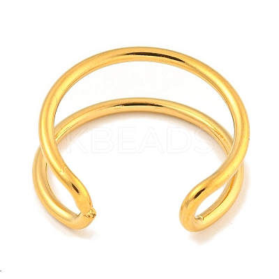 Ion Plating(IP) 304 Stainless Steel Hollow Open Cuff Ring for Women RJEW-A043-12G-1