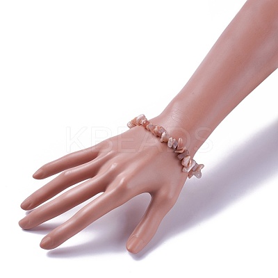 Natural Sunstone Beads Stretch Bracelets BJEW-JB04152-01-1