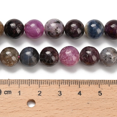 Natural Red Corundum/Ruby and Sapphire Beads Strands G-C259-B07-10mm-1