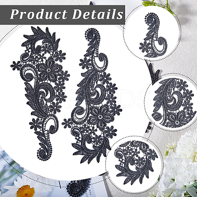 Polyester Embroidery Flower Lace Appliques LS-DIY-WH0409-62-1
