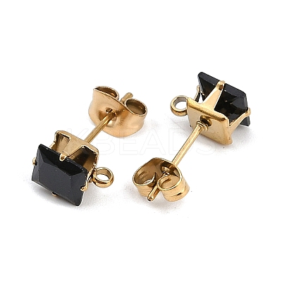 Ion Plating(IP) 304 Stainless Steel Cubic Zirconia Stud Earring Findings STAS-P373-06C-05-1