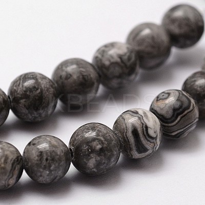 Natural Map Stone/Picasso Stone/Picasso Jasper Beads Strands G-G735-27-10mm-1