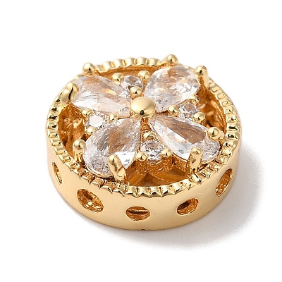 Brass Micro Pave Clear Cubic Zirconia Beads KK-G503-09G-1