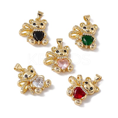 Brass with Cubic Zirconia Pendants KK-G439-63G-1