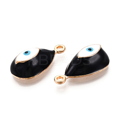 Rack Plating Light Gold Tone Alloy Enamel Pendants PALLOY-T077-230A-1