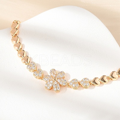 Brass Micro Pave Cubic Zirconia Link Chain Bracelets KK-R217-48G-1
