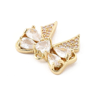 Brass Micro Pave Clear Cubic Zirconia Pendants KK-K371-29C-G-1