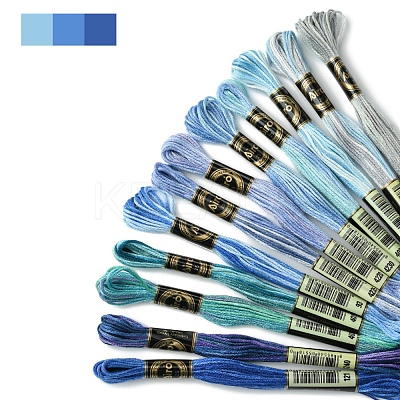 12 Skeins 12 Colors 6-Ply Polyester Embroidery Floss OCOR-FS0001-01A-01-1