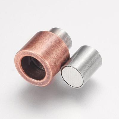 304 Stainless Steel Magnetic Clasps with Glue-in Ends STAS-F124-03ARG-1