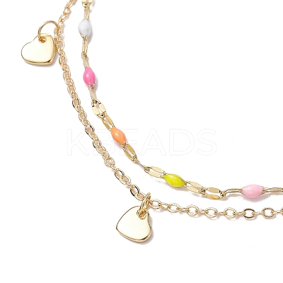 304 Stainless Steel Enamel Link Chains Anklets AJEW-AN00589-02-1