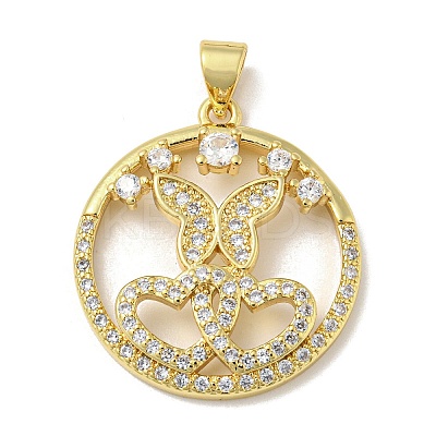 Rack Plating Brass Micro Pave Cubic Zirconia Pendants KK-F869-18G-1