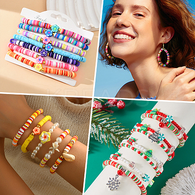 14Strands 14 Colors Handmade Polymer Clay Beads Strands CLAY-PA0001-06-1