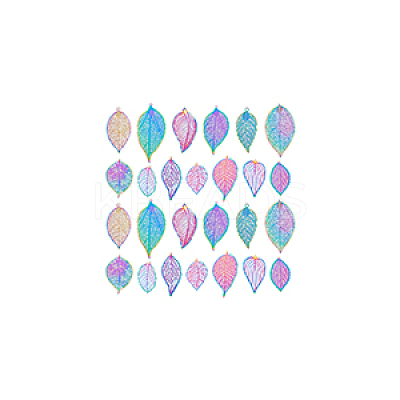 26Pcs 13 Styles Ion Plating(IP) 201 Stainless Steel Filigree Pendants STAS-GA0001-67-1