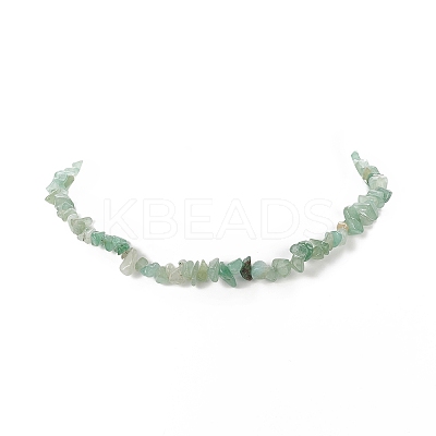 Natural Green Aventurine Chip Beaded Necklaces with 304 Stainless Steel Lobster Claw Clasp & Chain Extender NJEW-JN04225-04-1