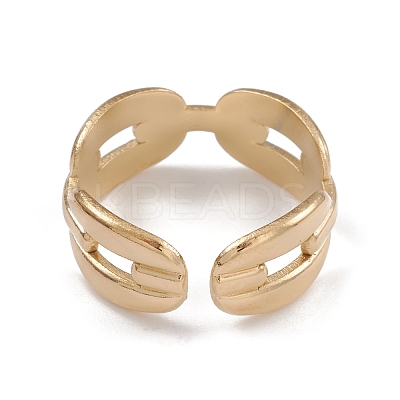 Ion Plating(IP) 304 Stainless Steel Hollow Out Oval Cuff Rings for Women RJEW-G285-60G-1