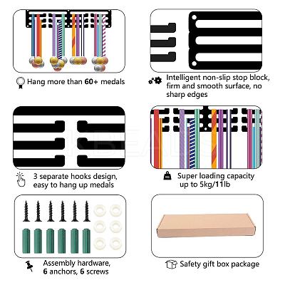 Fashion Iron Medal Hanger Holder Display Wall Rack ODIS-WH0037-217-1