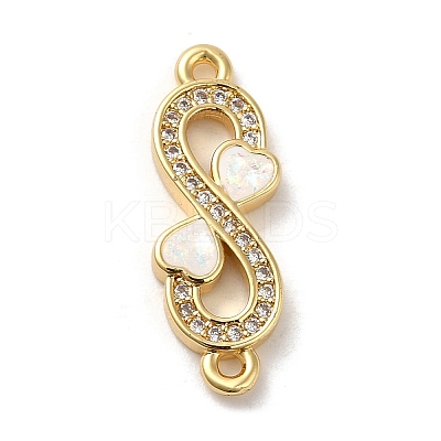 Rack Plating Brass Micro Pave Clear Cubic Zirconia Connector Charms KK-D088-42G-1