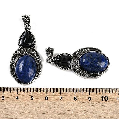 Dyed Natural Lapis Lazuli & Obsidian Pendants G-I370-08AS-07-1
