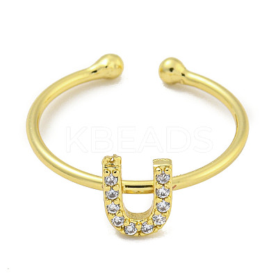 Rack Plating Brass Open Cuff Rings for Women RJEW-F162-02G-U-1