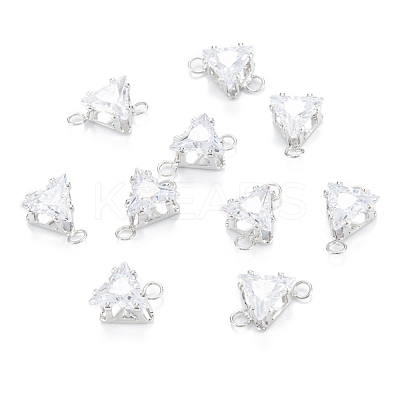 Brass Clear Cubic Zirconia Links ZIRC-G170-08-1