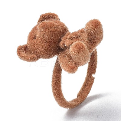 Bear Flocky Adjustable Ring for Teen Girl Women RJEW-G117-01A-1