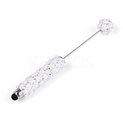 ABS Imitation Pearl & Polymer Clay Pave Rhinestone Touch Screen Stylus AJEW-T013-06J-1