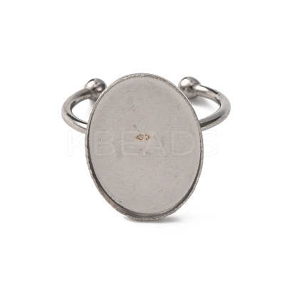 304 Stainless Steel Open Cuff Ring Components STAS-S134-01P-F02-1