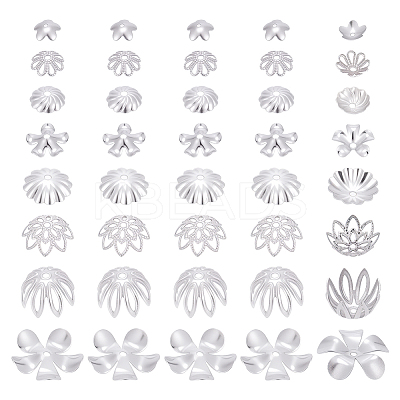 240Pcs 8 styles Stainless Steel Fancy Bead Caps STAS-PH0006-65-1