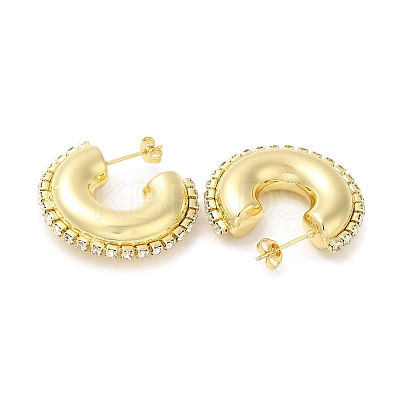Rack Plating Brass Donut Stud Earrings EJEW-D073-06G-1