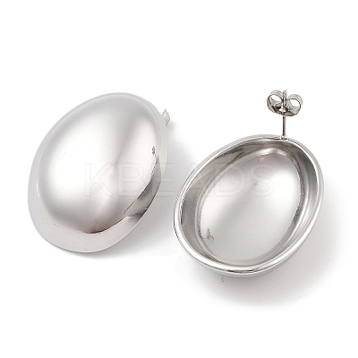 304 Stainless Steel Oval Stud Earrings EJEW-B108-04P-1