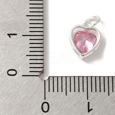 925 Sterling Silver Cubic Zirconia Heart Charms with Jump Rings FIND-U013-10S-02-1