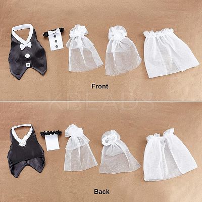 2 Sets 2 Style Organza & Cloth Bride and Groom Wine Bottle Cover AJEW-CA0002-44-1