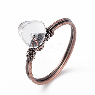 Natural Quartz Crystal Chips Finger Ring RJEW-L082-03R-02-1