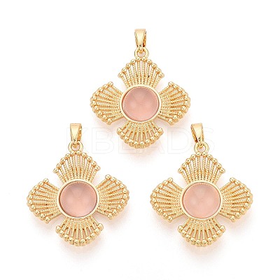 Natural Pink Agate(Dyed & Heated) Pendants KK-N287-07G-01-1