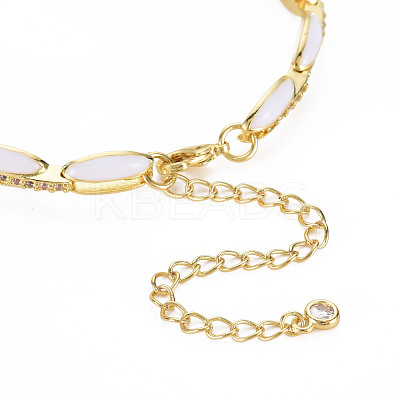 Brass Micro Pave Cubic Zirconia Link Chain Bracelet for Women BJEW-T020-05G-08-1