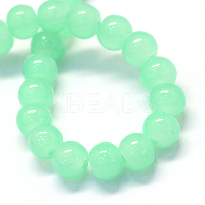 Baking Paint Imitation Jade Glass Round Bead Strands X-DGLA-Q021-10mm-22-1